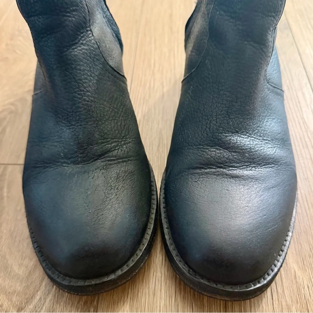 Tory Burch Black Leather Simone Distressed Boots w/ Zipper SIZE 8 1/2